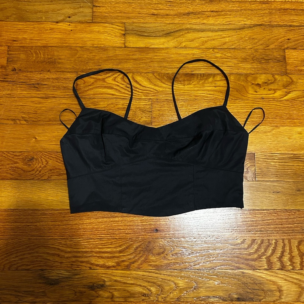 Free People Black Smocked Crop Top